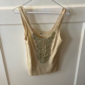 Gorgeous gold free people embroidered top size XS